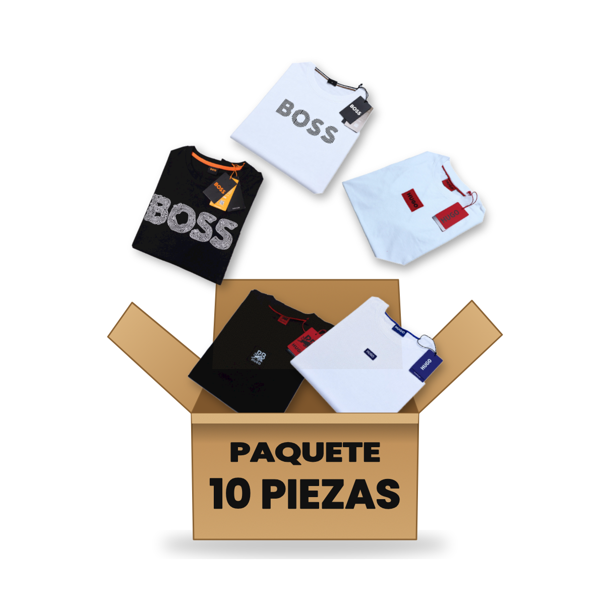 Caja con 10 playeras Hugo y Boss surtidas
