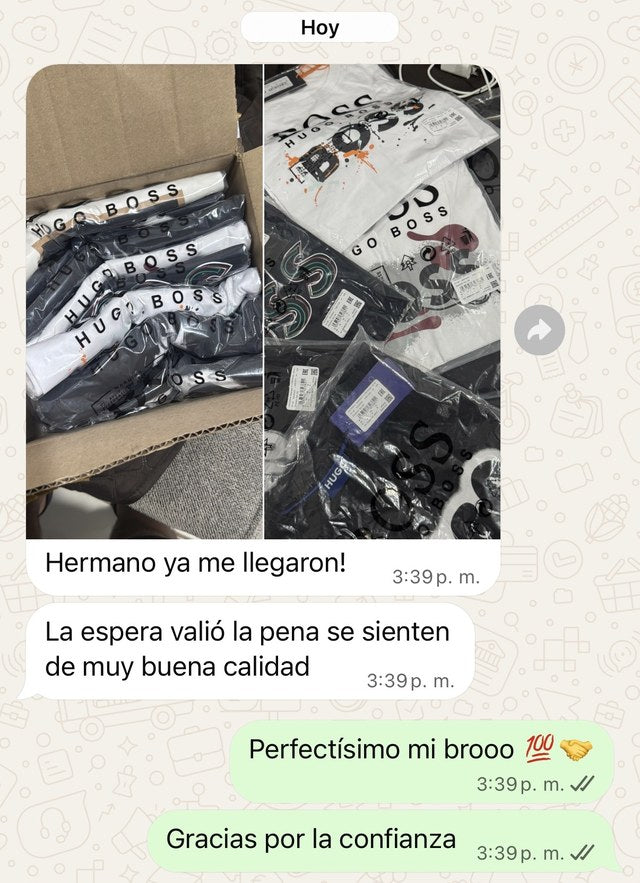 Cliente confirma que sus playeras llegaron y son de muy buena calidad